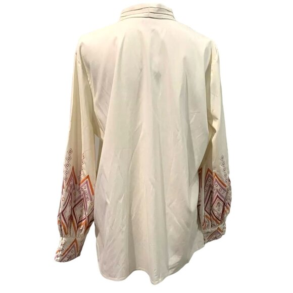 Chico's Embroidered Balloon Sleeve Pullover Blouse Cream Women's Sz. 2 / Large - Picture 4 of 10